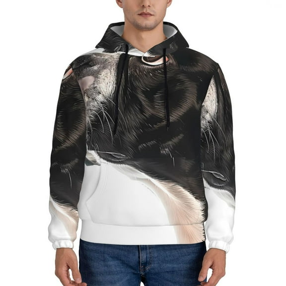 Sigee Black And White Boston Terrier for Men's Pullover Hoodie Sweatshirts Adult Casual Long Sleeve Sweatshirts ,Sizes S-4XL-Small