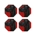 thumbnail image 1 of Sigee Black Dog Red Background for Water-Resistant, Heat-Resistant, Non-Slip Leather Coasters Set, Ideal for Coffee Table, Office, Bar, Home Decor-Octagon, 1 of 6