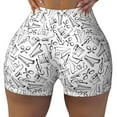thumbnail image 1 of Sigee Black White Music Print Women's High Waist Workout Shorts - Squat Proof, Tummy Control, Yoga and Gym Activewear-, 1 of 9