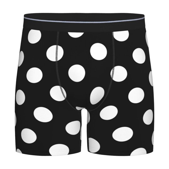 Sigee Black and White Polka Dot for Men's Boxer Briefs,Moisture Wicking and Breathable Large