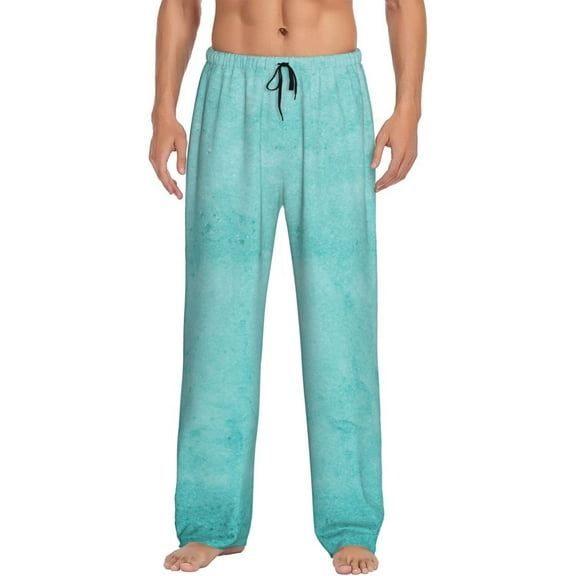Sigee Blue And Turquoise print Men's Pajama Pants Lounge Sleep Bottoms with Elastic Waistband and Pockets-XX-Large