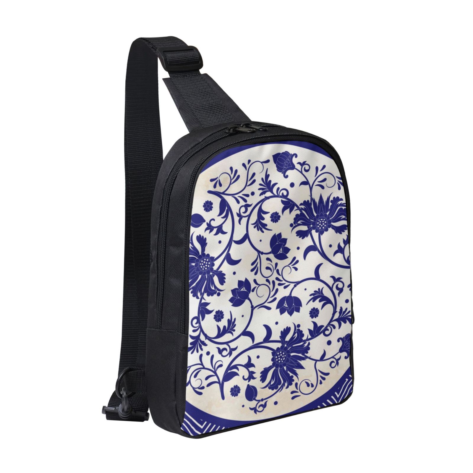 Sigee Blue And White Porcelain Pattern for Dual Pocket Sling Backpack ...