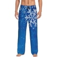 thumbnail image 1 of Sigee Blue Christmas With Snowflakes print Men's Pajama Pants Lounge Sleep Bottoms with Elastic Waistband and Pockets-Small, 1 of 6