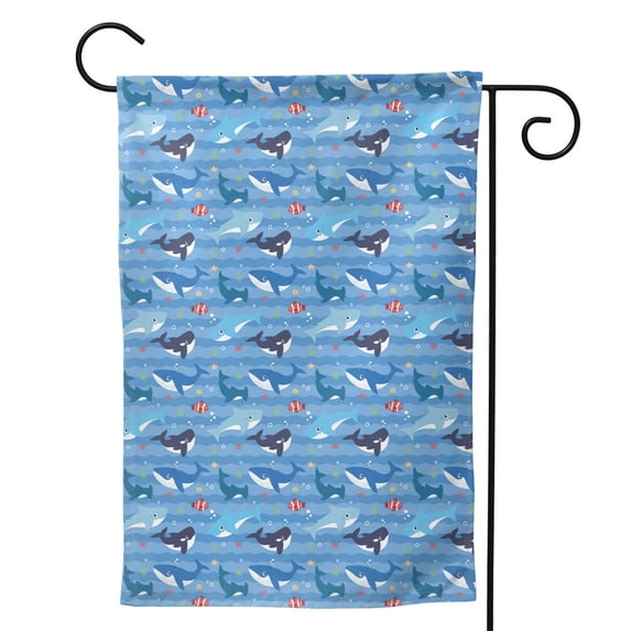 Sigee Blue Fish for Live Happy Decorative Small Garden Flag,Double Sided Yard Flags Holiday Garden Flags for All Seasons