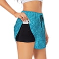 thumbnail image 1 of Sigee Blue Glitter for Women's Athletic Shorts High Waisted Running Shorts Pocket Sporty Short Gym Elastic Workout ShortsLarge, 1 of 9