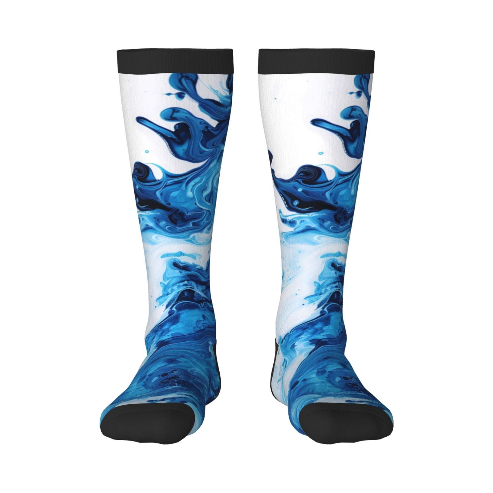 Sigee Blue White Fluid Art for Socks for Men Women Socks Stocking