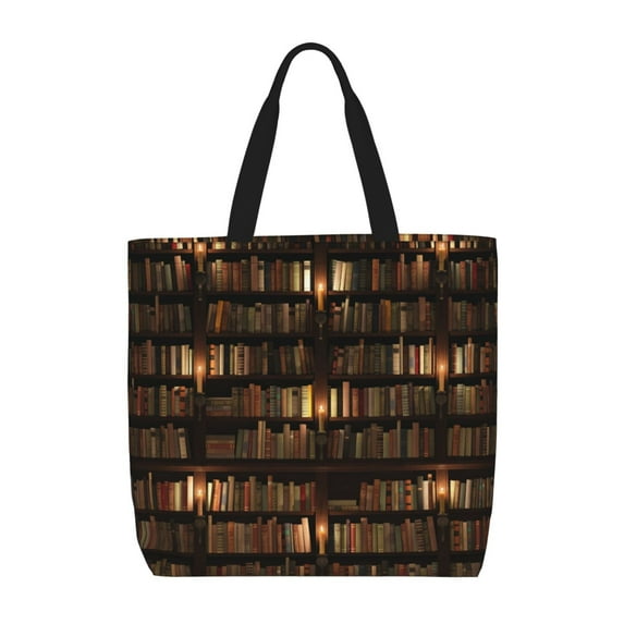 Sigee Bookshelves Print Large Capacity Zippered Tote Bag - Durable, Stylish and Versatile for Everyday Use
