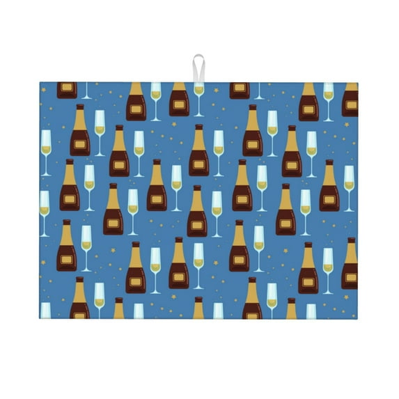 Sigee Bottle And Glass for Dish Drying Mat for Kitchen Counter,Premium Kitchen Drying Mat 18" x 24"Dish Drying Pad