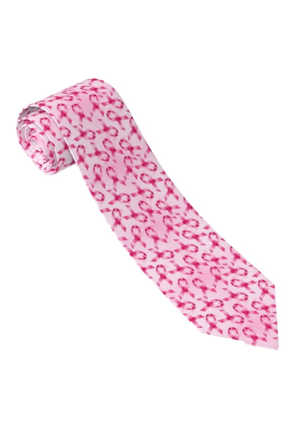 Breast Cancer Ribbons Awareness for Elegant Men's Necktie,Classic Tie for Formal and Casual Occasions
