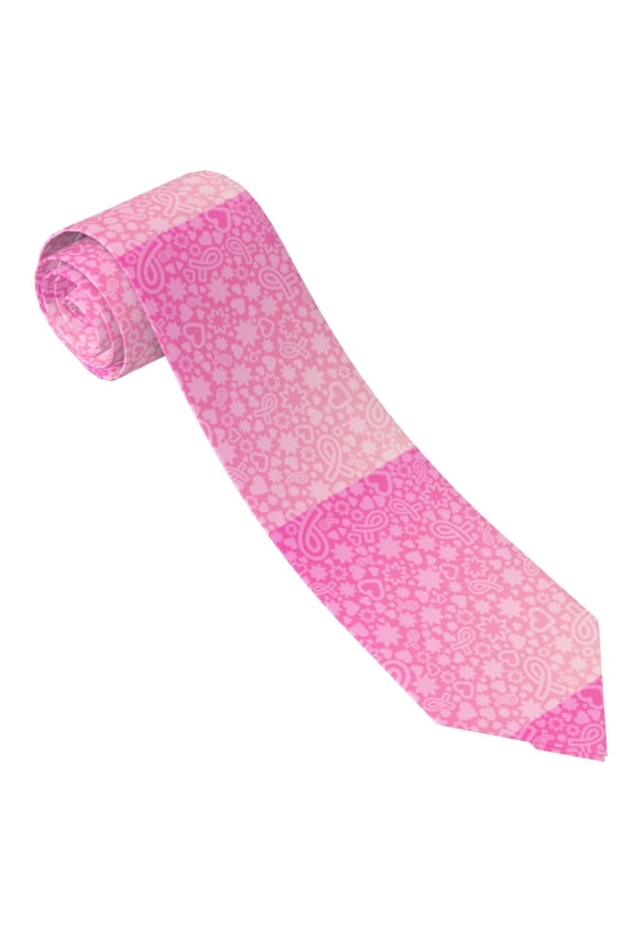 Breast CancerN Ribbons Awareness for Elegant Men's Necktie,Classic Tie for Formal and Casual Occasions