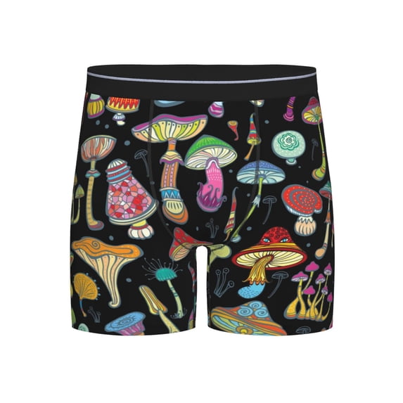 Sigee Bright Mushrooms for Men's Boxer Briefs,Moisture Wicking and Breathable Large