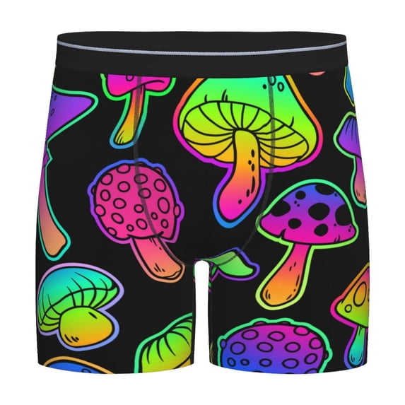 Sigee Bright Mushrooms for Men's Boxer Briefs,Moisture Wicking and Breathable Large