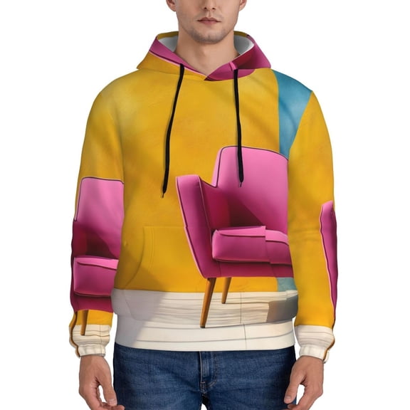 Sigee Bright Pink Chair for Men's Pullover Hoodie Sweatshirts Adult Casual Long Sleeve Sweatshirts ,Sizes S-4XL-Small