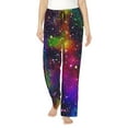 thumbnail image 1 of Sigee Bright Universe Print Women's Soft Pajama Pants - Breathable and Comfortable Lounge Sleep Bottoms with Elastic Waistband and Pockets-Large, 1 of 9
