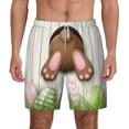 thumbnail image 1 of Sigee Brown Bunny Print Mens Swim Trunks with Compression Liner Quick Dry Swim Stretch Beach Shorts with Pockets,S-3XL, 1 of 7