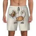 thumbnail image 1 of Sigee Brown Cat Cartoon Print Mens Swim Trunks with Compression Liner Quick Dry Swim Stretch Beach Shorts with Pockets,S-3XL, 1 of 7