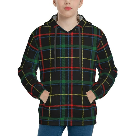 Sigee Buffalo Plaid Dark Green for Boys and Girls Youth Hoodie Kids Clothes Boys' Fashion Sweatshirts-Medium