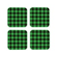 thumbnail image 1 of Sigee Buffalo Plaid Green Black for Water-Resistant, Heat-Resistant, Non-Slip Leather Coasters Set, Ideal for Coffee Table, Office, Bar, Home Decor-Square, 1 of 6