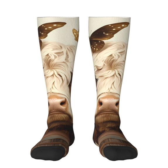 Sigee Butterfly Cow Barrel for Socks for Men Women Socks Stocking Compression Socks