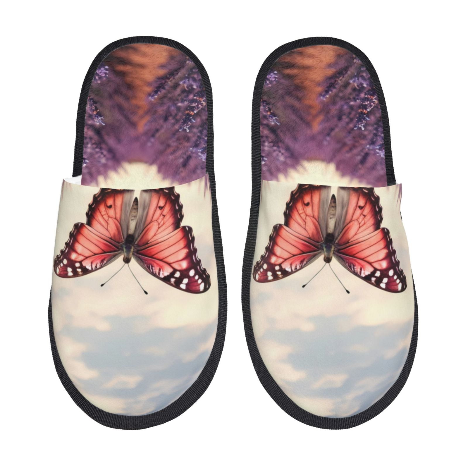 Rose Monarch Butterfly Pattern Print Premium Home Slippers main image 0