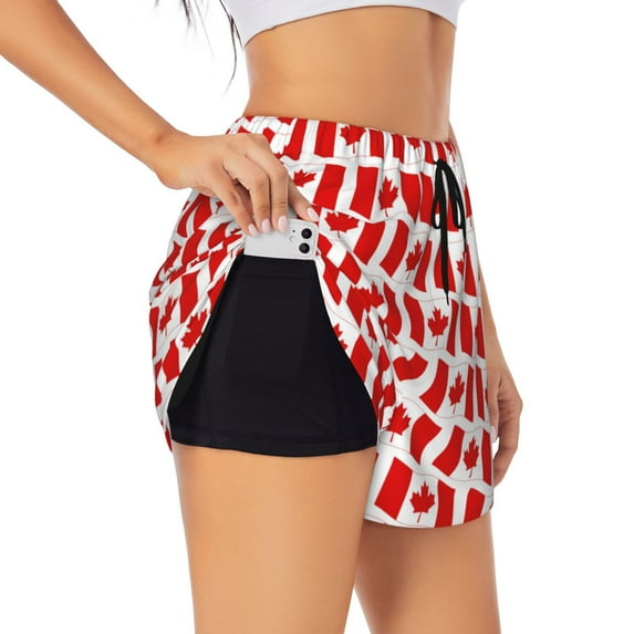 Sigee Canada for Women's Athletic Shorts High Waisted Running Shorts Pocket Sporty Short Gym Elastic Workout Shorts
