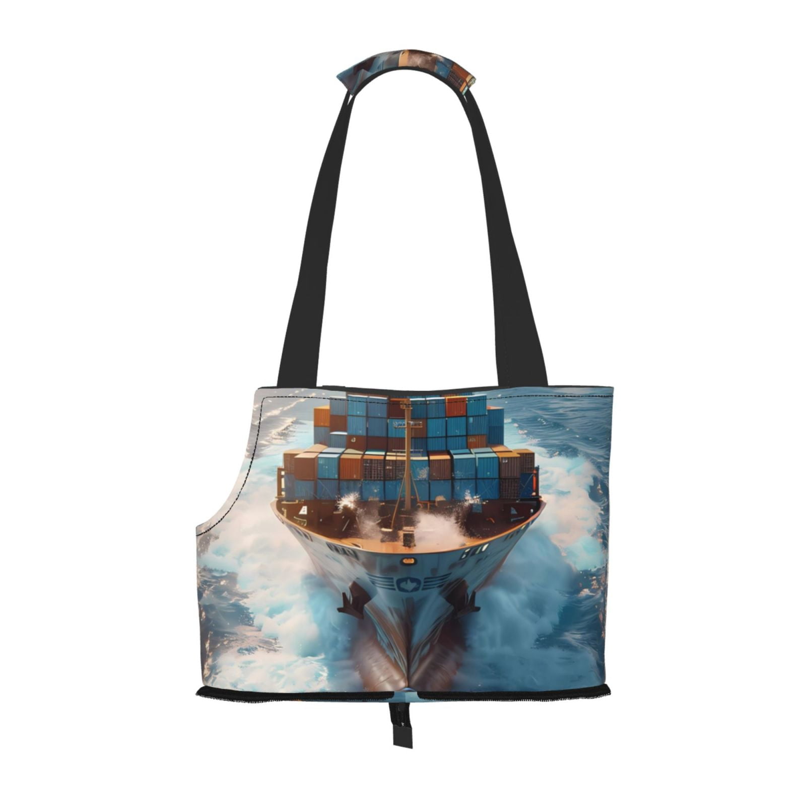 Sigee Cargo Ship At Sea for Pet Carrier Bag for Puppy with Pockets for