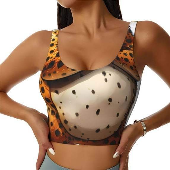 Sigee Cartoon Cheetah With Attitude for Womens' Sports Vest with Performance Stretch and Quick Dry Fabric, High Elasticity Running Bra Workout Crop Tank Tops-Large