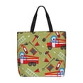 thumbnail image 1 of Sigee Cartoon Fire Truck Print Large Capacity Zippered Tote Bag - Durable, Stylish and Versatile for Everyday Use, 1 of 9