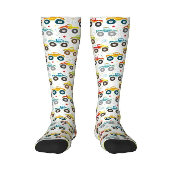 Sigee Cartoon Monster Trucks for Socks for Men Women Gifts for Him Boyfriend Teenage Boys Stocking Stuffers