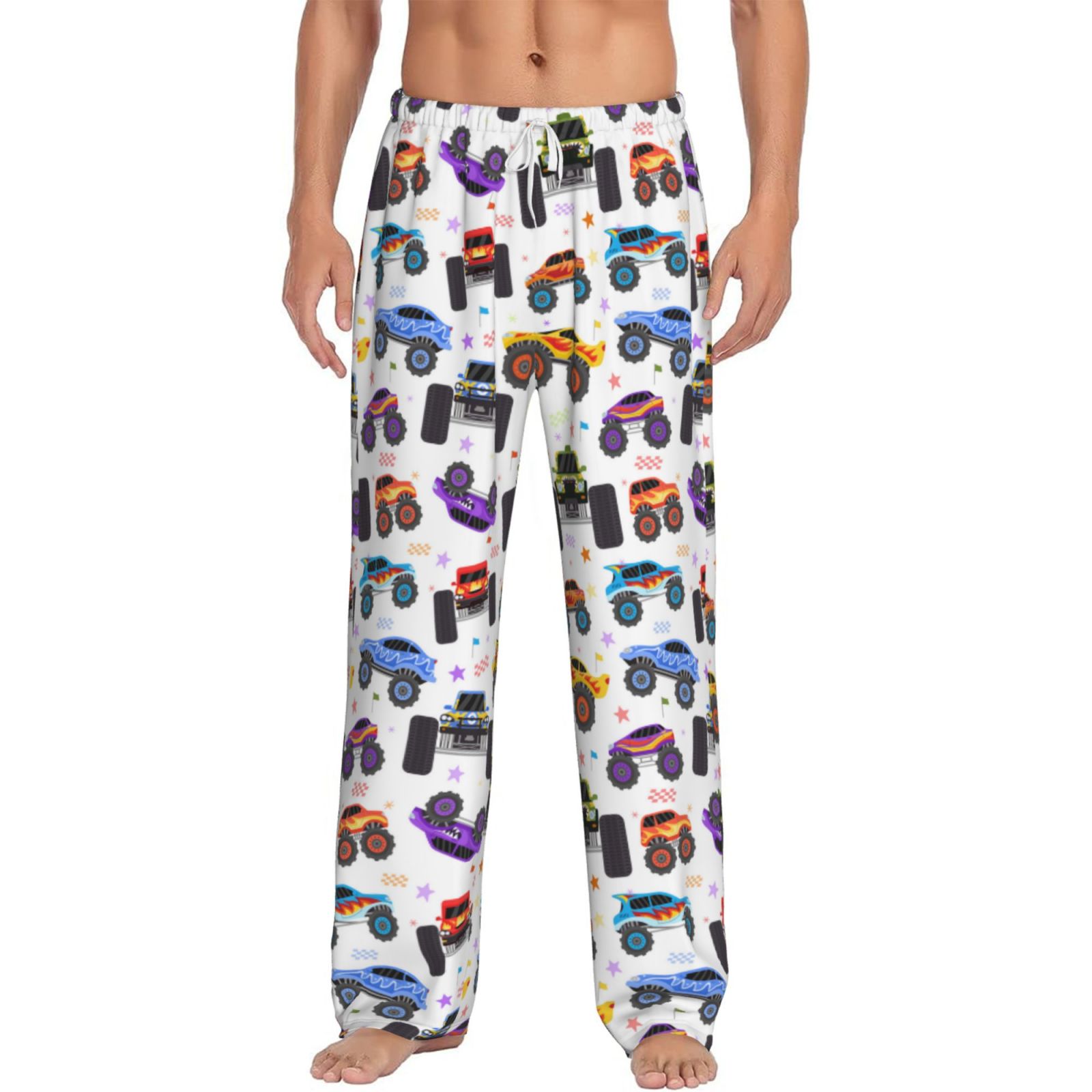 Sigee Cartoon Monster Trucks1 Print Men's Pajama Pants - Soft Lounge ...