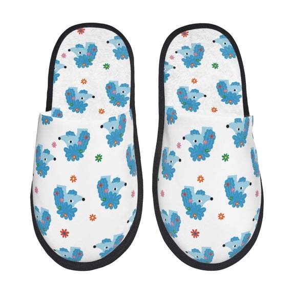 Sigee Cartoon Poodle Dog for Cozy Furry Slippers Super Soft Indoor and Outdoor Use, Non-Slip Sole Slip On House Slippers-Large