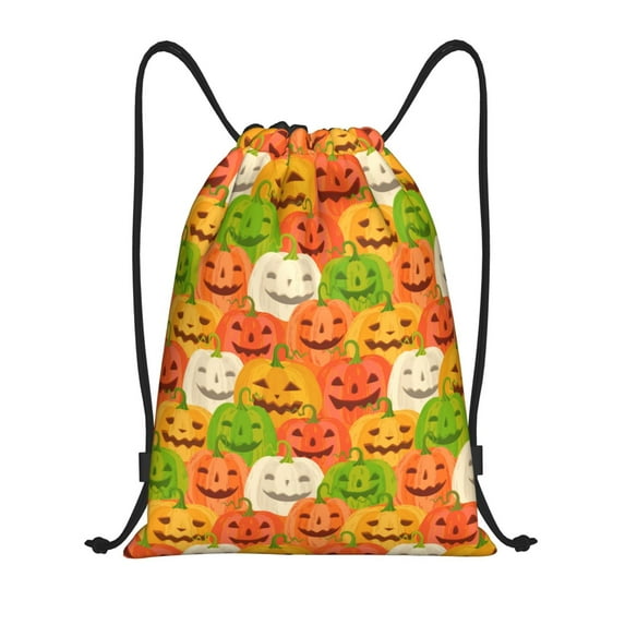 Sigee Cartoon Pumpkins for Drawstring Bag String Backpack for Sports, Gym, Swimming, Beach, Travel-Small