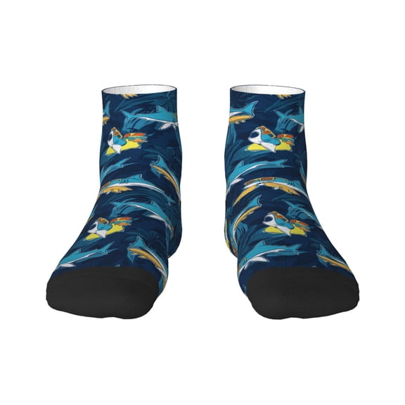 Sigee Cartoon Surfer Sharks for Crew Soft Moisture-wicking Socks ,Cushion Moisture Wicking Boot Socks for Men and Women
