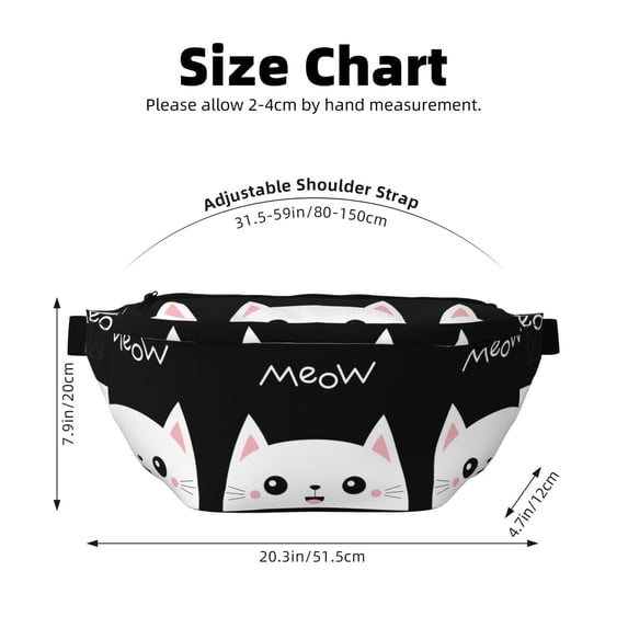 Sigee Cat Meow for Multi-functional Belt Bag for Men and Women With Adjustable Strap For Travel Running Hiking