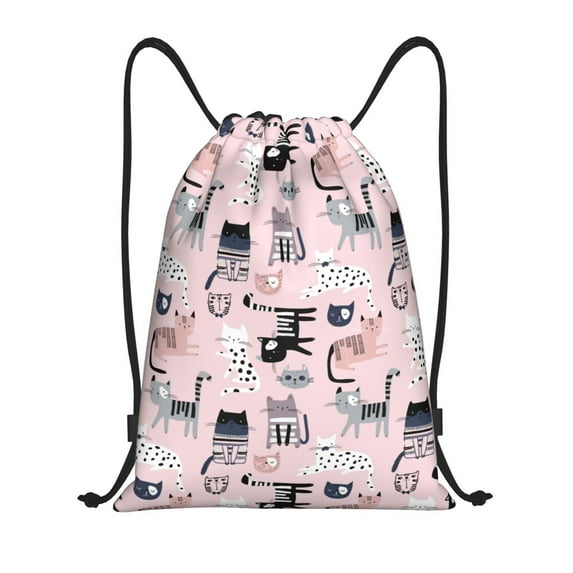 Sigee Cat for Drawstring Bag String Backpack for Sports, Gym, Swimming, Beach, Travel-Small