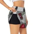 thumbnail image 1 of Sigee Cherries laid for Women's Athletic Shorts High Waisted Running Shorts Pocket Sporty Short Gym Elastic Workout ShortsSmall, 1 of 9