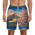 thumbnail image 1 of Sigee Cherry Blossoms Print Mens Swim Trunks with Compression Liner Quick Dry Swim Stretch Beach Shorts with Pockets,S-3XL, 1 of 7