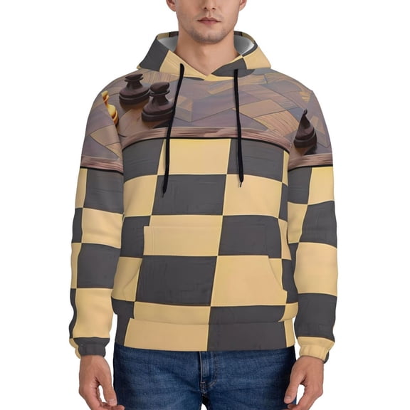 Sigee Chess Board With Pawns for Men's Pullover Hoodie Sweatshirts Adult Casual Long Sleeve Sweatshirts ,Sizes S-4XL-Small