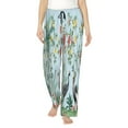 thumbnail image 1 of Sigee Chinoiserie Floral Palm Tree Print Women's Soft Pajama Pants - Breathable and Comfortable Lounge Sleep Bottoms with Elastic Waistband and Pockets-Large, 1 of 9