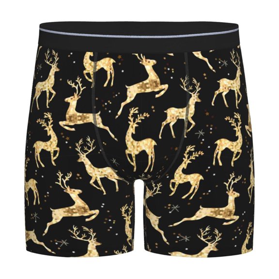 Sigee Christmas Gold Deers for Men's Boxer Briefs,Moisture Wicking and Breathable Small