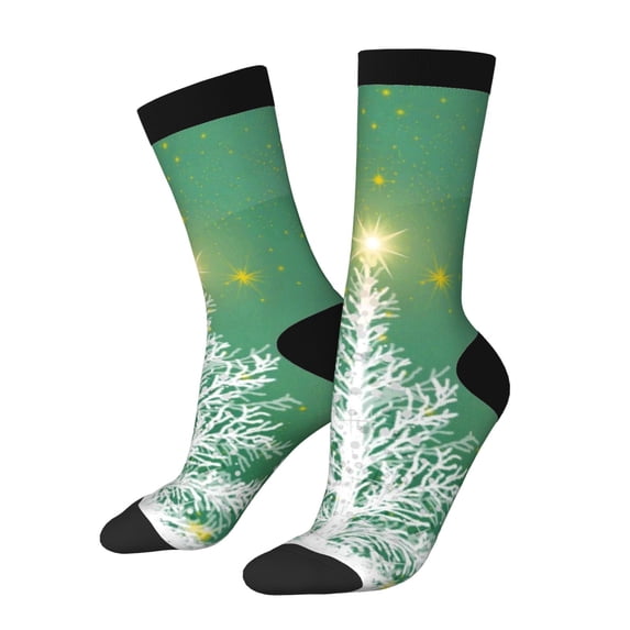 Sigee Christmas Green for Contrast Design Soft Moisture-Wicking Socks Crew Casual Athletic Stretchy Loose Middle Tube Socks