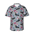 thumbnail image 1 of Sigee Christmas Hat Dachshund for Men’s Casual Beach Summer Shirts Funky Hawaiian Shirt for Men Hawaiian Shirts,Large, 1 of 7