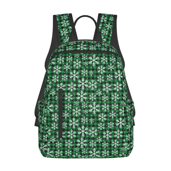 Sigee Christmas Pattern At Buffalo Plaid for Lightweight Backpack for Hiking, Camping, and Travel, College School Computer Bag Men and Women
