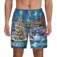 thumbnail image 1 of Sigee Christmas Tree Print Mens Swim Trunks with Compression Liner Quick Dry Swim Stretch Beach Shorts with Pockets,S-3XL, 1 of 7