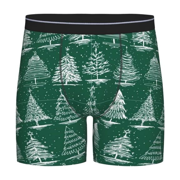Sigee Christmas Trees for Men's Boxer Briefs,Moisture Wicking and Breathable Small