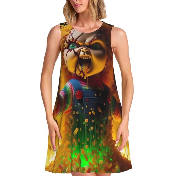 Sigee Chucky Ah for Women's Sleeveless Dress Relaxed Fit Dress with Pockets