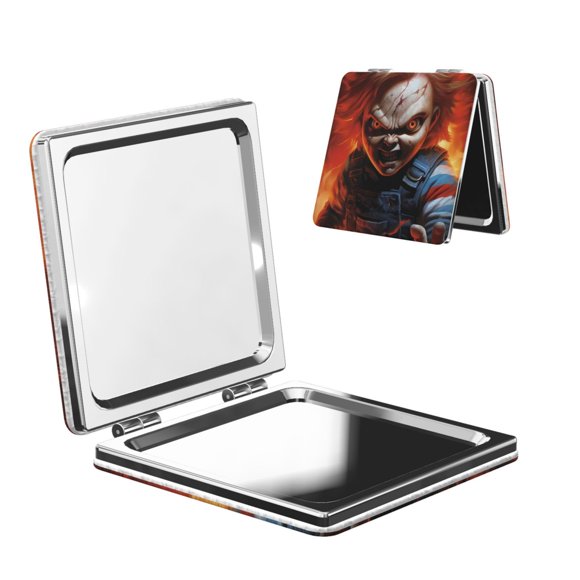Sigee Chucky Bd Print Portable Pocket Makeup Mirror Handbag Pocket Wallet for Daily, Work, Business-Square