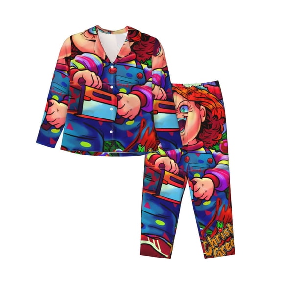 Sigee Chucky J for Women's Pajama Sets Long-Sleeved Pjs Sets for Women 2 piece Sleepwear Large