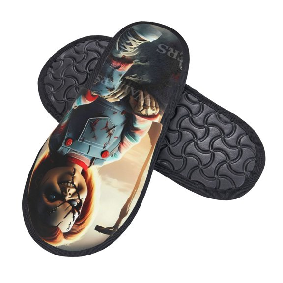 Sigee Chucky Q for Cozy Furry Slippers Super Soft Indoor and Outdoor Use, Non-Slip Sole Slip On House Slippers Medium