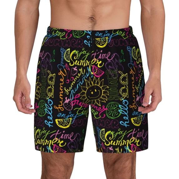 Sigee Color Summer Print Mens Swim Trunks with Compression Liner Quick Dry Swim Stretch Beach Shorts with Pockets,S-3XL